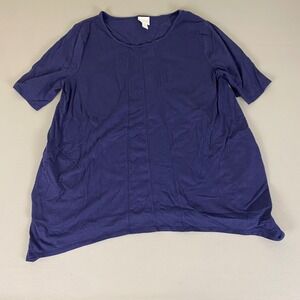 Chicos Tunic Top Women's‎ Size 3 (US XL ) Navy Blue Short Sleeve Cotton Blend